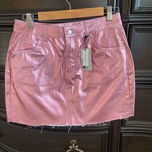 Topshop Moto metallic pink miniskirt